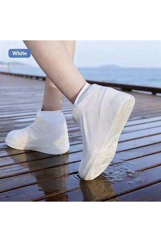 Willowhaven Beyaz 34-45 Her Mevsime Uygun Su Geçirmez Kaymaz Ayakkabı Kılıfı Beyaz