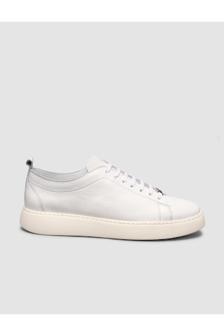 Cabani Erkek Minimal Beyaz Deri Sneaker Beyaz