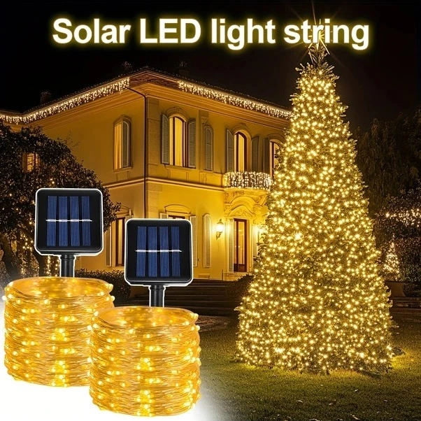 Trendooze Güneş Enerjili Led Bahçe Aydınlatma 8 Mod 100 Led 472 İnç Dekor, Mavi Renk Versiyon