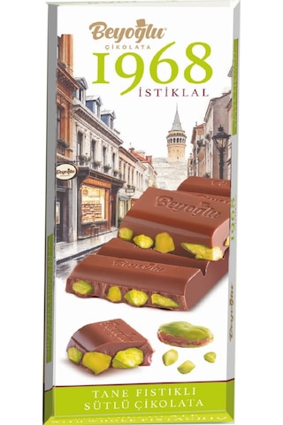 Beyoğlu 1968 İstiklal %30 Tane Antep Fıstıklı Sütlü Çikolata 170 Gr.
