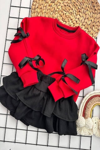 My Kids Wear Kız Çocuk Alt Üst Takımları Siyah - Kırmızı