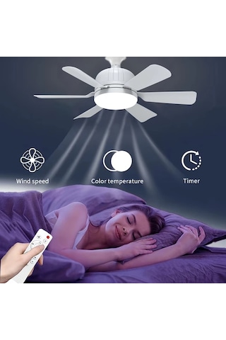 Motion003 Uzaktan Kumandalı 40w Beyaz Akıllı Tavan Vantilatörü Işığı Beyaz Altı Bıçaklı Fan Işık 3 Hız Ayarlı E27 Tabanlı 3000k 6500k