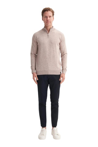Cazador Premium Courspoun Slim Fit Yarım Balıkçı Kazak-33250 Bej Melanj