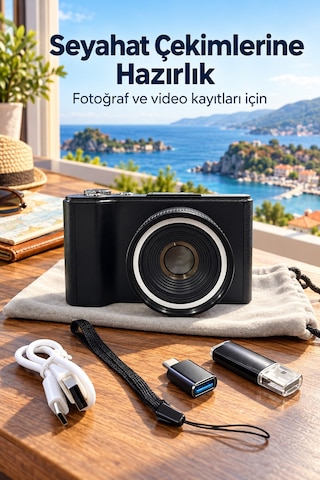 Katlanabilir Ekranlı 4k Vlog Kamerası Otomatik Konsantrasyonlamalı Dijital Fotoğraf Makinesi - Lisinya Belirtilmemiş
