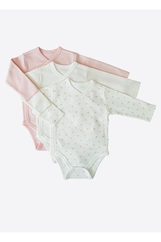 Kitikate Organik New Dreams 3'lü Uzun Kol Kruvaze Body Pembe Pembe