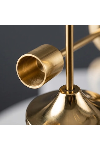 3'lü Metal Şamdan Seti Gold Renk Şamdanlık Klasik Mumluk Seti 16-19-22 Cm