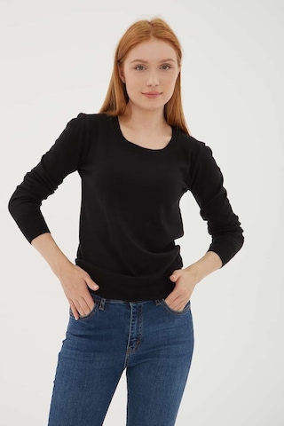 Fashion Friends Kadın U Yaka Kazak 25k0779k1 Siyah
