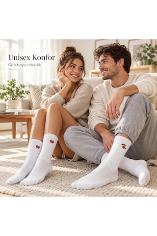 Çorap Giyim Unisex Çorap Beyaz Hayvan Nakışlı 6'lı Set Yengeç Yılan Kedi Desenli Uzun Soket Günlük Spor Çorabı