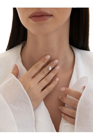 Sılverme Gümüş İpli Damla Kolye, 925 Ayar Gümüş 345917091