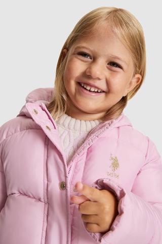 U.S. Polo Assn. Kız Çocuk Açık Pembe Kapüşonlu Fermuarlı Kaban 50328223-vr078 Acık Pembe