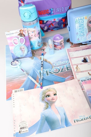 X Dekomus Lisanslı Elsa Frozen Full Kırtasiye Seti Anaokul Çantası,beslenme Kabı,matara,beslenme Örtüsü Altın