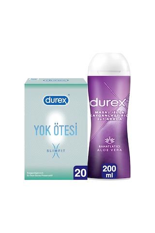 Durex Yok Ötesi Slim Fit İnce Prezervatif 20'li + Aloe Vera Kayganlaştırıcı Jel 200 ML
