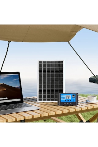 Boatshop1 1 Adet Polikristal Silikon Taşınabilir Güneş Paneli Seti 60a Kontrol Cihazı Aksesuarlar 18v Dc Port Usb Arayüzü Kamp Yürüyüş Arabalar Tekneler İçin