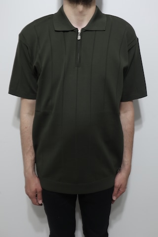 Santa Dmctekstil Erkek 2500 Çizgili Spor Kesim Rahat Kalıp Polo Yaka Battal Triko T-shirt Haki