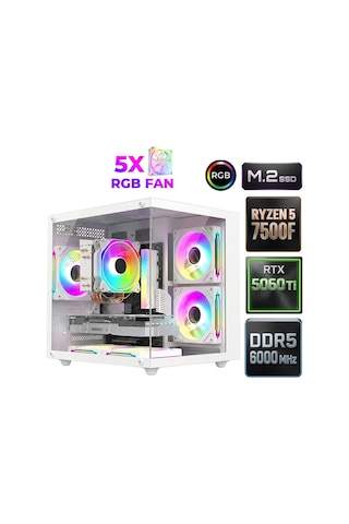 Xaser SAGE-X120 R5-7500F 32 GB 1 TB M.2 NVMe SSD 16 GB RTX5060Ti Free Dos Masaüstü Oyuncu Bilgisayarı