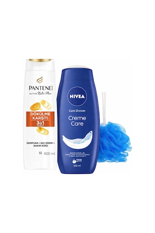Dökülme Karsıtı 3'ü 1 400ml 2 Adet + Creme Care Vücut Şampuanı 250 Ml 2 Adet + Banyo Lifi