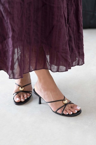 Wolk Shoes Aurora Kadın Topuklu Deri Sandalet Siyah