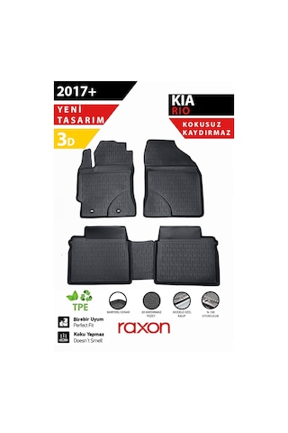 Kia Rio 2017+ 3d Havuzlu Paspas 5 Parça Tam Uyumlu, Su Geçirmez