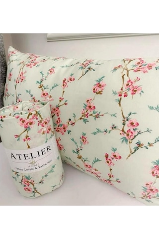 Nurlatex Çiçekli Battal Boy Lastikli Çarşaf Seti Pembe - Yeşil