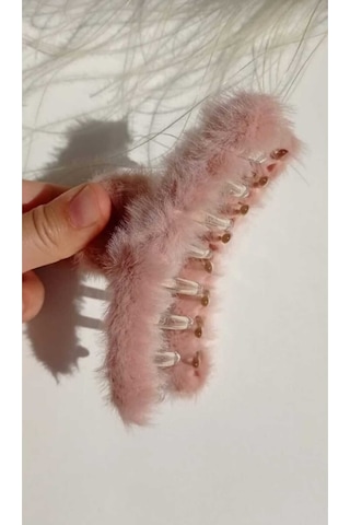 Peluş Yumuşak Tüylü Mandal Toka Somon