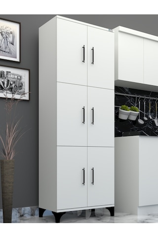 Buzkan Mobilya % 100 Mdf lam Çok Amaçlı 6 Kapaklı Dolap Genişlik 71 cm 6 kapak Frenli