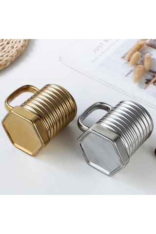 Novahub Altın Roman Seramik Fincan Kupa, Vidalı Kahve Bardağı, 300-400ml, Yaratıcı Kahve Fincanı Altın