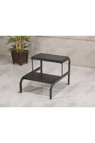 Eskabo Oval Metal Gövdeli İki Basamaklı Merdiven-siyah Labortech-4206