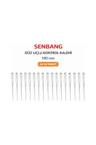 Senbang Düz Uçlu Kontrol Kalemi 190 Mm Elektrik Test Kalemi 24 Lü Set