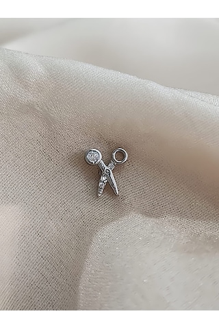 Makas Model Kıkırdak Piercing Tragus Helix Silver Gümüş Renk Küpe Silver