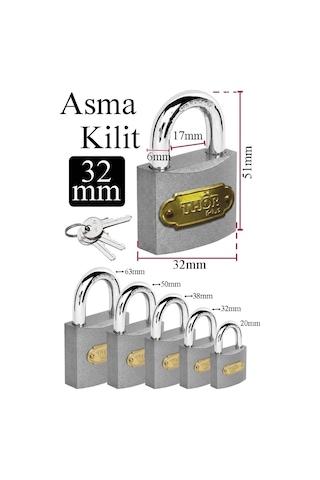 Küçük Asma Kilit 32 Mm 1 Adet Thor Plus Paslanmaz Metal Asma Kilit Dayanıklı Yedek Anahtarlı Zincir Kilidi Kapı Bahçe