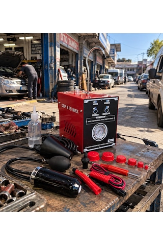 Duman Hava Kaçak Test Cihazi Çift Motorlu Full Ekipman İlk Dolum Sıvısı Hediyeli Kırmızı