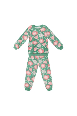 Denokids Pembe Çiçekli Kız Bebek Eşofman Takım - Yeşil