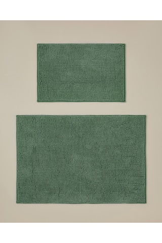 English Home Macaroni Kaydırmaz Taban Banyo Paspası Seti 60x90 + 40x60 Cm Yeşil Yeşil