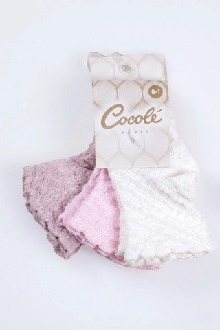 Cocole Socks Kız Çocuk Soket Çorabı 3 Lü Set Pamuklu Klasik Seri & Petek Örgü Desenli Çok Renkli