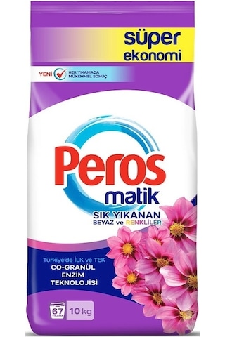 Peros Matik Toz Çamaşır Deterjanı 20kg Yıldız Çiçeği Beyaz-renkli