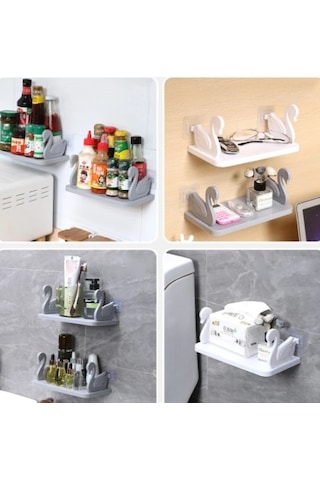 Kuğu Tasarımlı Kendinden Yapışkanlı Raf 4741 Ahşap - Ahşap