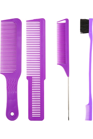 Shineyee Saç Şekillendirme İçin Abs Malzemeden 4 Parça Saç Fırçası Ve Tarak Seti - Mor Renk, Isıya Dayanıklı, Statik Önleyici, Seyahat Boyutu.