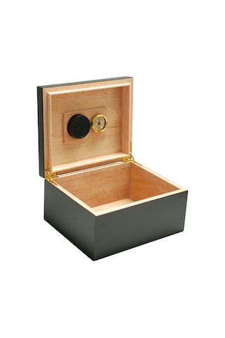 Premiumquality Polermo Siyah Sedir Humidor Puro Kutusu - Tr9638