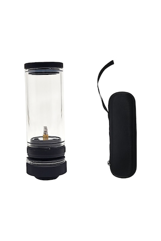 Taşınabilir Gazlı Kamp Lambası Saklama Çantalı Açık Mum Lambası Siyah Siyah