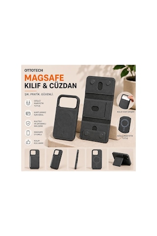 Magsafe Kılıflı Cüzdan Apple iPhone Uyumlu 17 Pro Gri