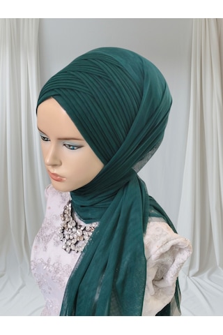 Tunahazırturban Zümrüt Sevda Şal Model Hazır Duvak Hazır Şal Hazır Türban Yeşil