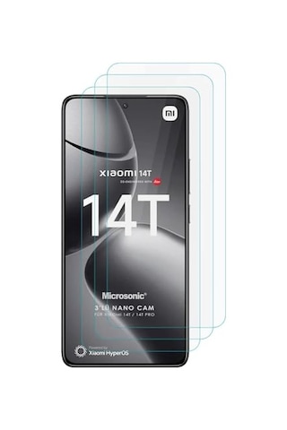 Screen Protector Glass Cam Ekran 3 Lü Paket 14t İle Uyumlu Ekran - Şeffaf