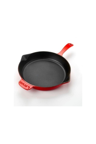 Lava Yuvarlak Kızartma  Tavası 28 CM Metal Saplı Kırmızı