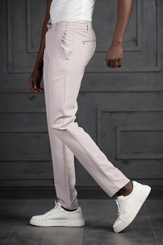 Perpant Beli Lastikli Ve İplikli Likralı Slimfit Yazlık Kumaş Jogger Pantolon gri
