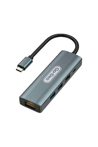 Go Des Gd-6873 Type-c To Hdtv 5in1 8k Dönüştürücü Adaptör Gri