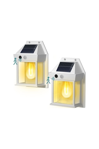 2 Paket Güneş Powered Motionsensor Duvar Lambası Dualbrightness, İç/dış Mekan, Beyaz Beyaz