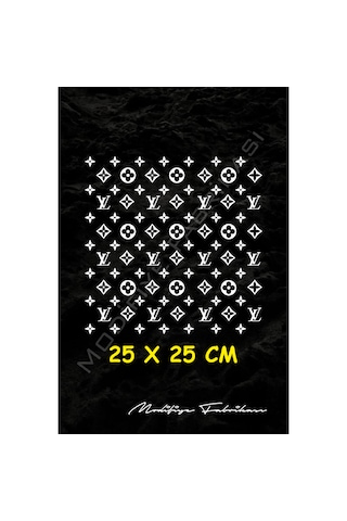 Lv Desen Sticker 25x25 Cm - Araç -motor - Laptop - Kask - Beyaz -