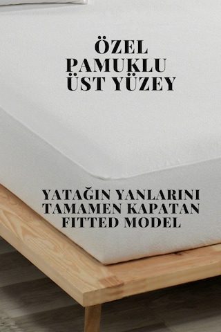 Mona Verde Sıvı Geçirmez Alez Pamuklu Fitted Çift Kişilik Tek Kişilik Bebek Alezi Su Yatak Koruyucu MNVFTTD00 Beyaz