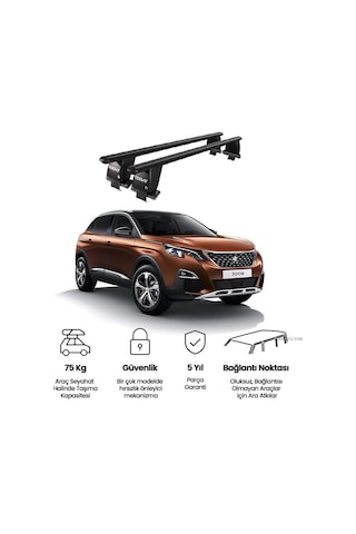 Royal Peugeot 3008 2016-2020 Uyumlu Siyah Kilitli Ara Atkı Port Bagaj Tavan Barı