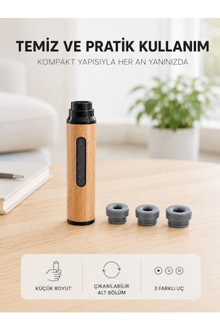 Ahşap Görünümlü Mini Küllük Taşınabilir Kompakt Tasarım 3 Farklı Uç Seçeneği